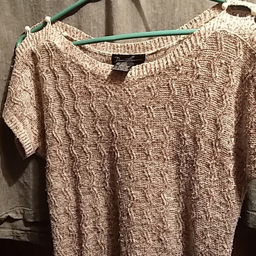 Vtg Dana Lauren sweater top sexy pearl shoulder